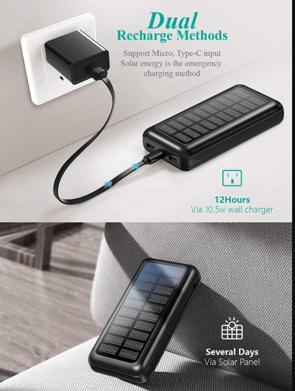 Повербанк Powerbank 30000 D-808 А 819 зовнішній акумулятор із сонячними батареями   знижка | Зображення 7