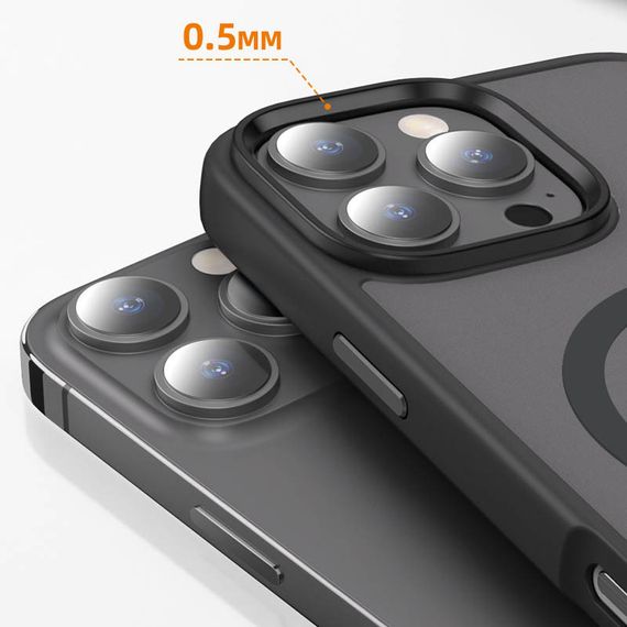 TPU+PC чохол Metal Buttons with MagSafe Colorful для Apple iPhone 16 Pro (6.3") Чорний / Black | Зображення 2