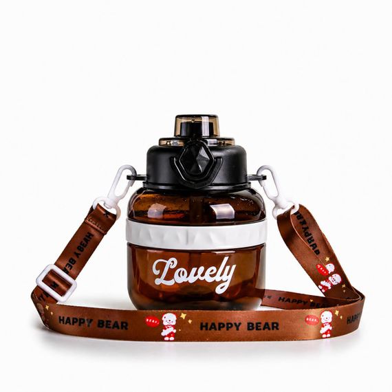 Бутылка для воды Lovely 700 мл с трубочкой и защитой от протечек, Коричневая (BPA Free) | Зображення 1