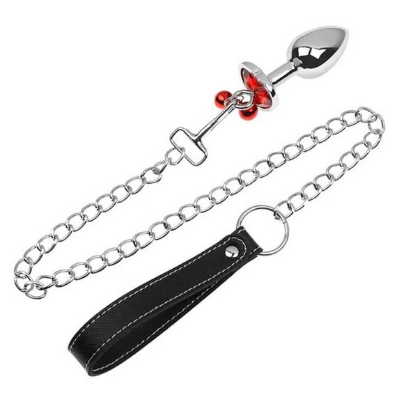 Металлическая анальная пробка с поводком Art of Sex Metal Anal Plug M - L - 4*9,3 (см) – Анальные игрушки