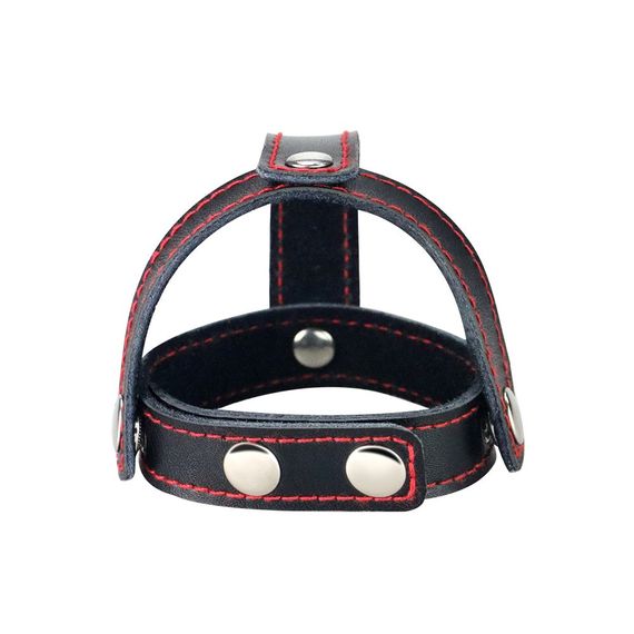 Бондаж на пеніс та мошонку TSTYLE LEATHER COCKRING WITH BALL Sex Aura | Зображення 2