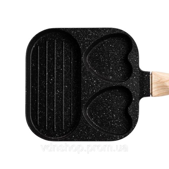 Сковорода квадратна порційна на 3 секції з антипригарним покриттям для всіх плит чорна HP39569B | Зображення 4