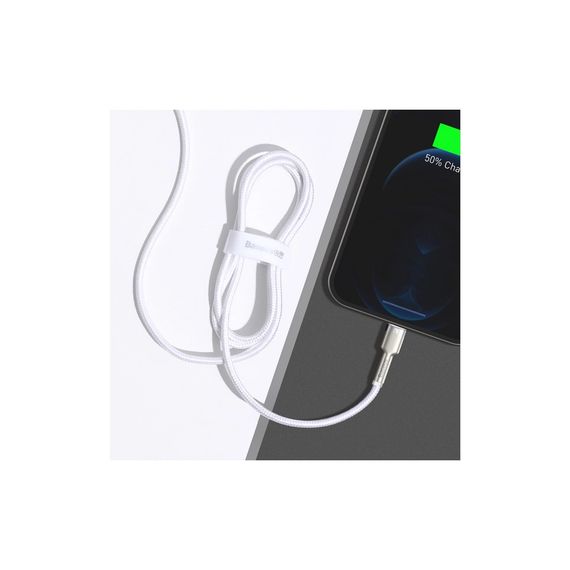 Дата кабель USB 2.0 AM to Lightning 1.0m Cafule Series Metal 2.4A White Baseus (CALJK-A02) | Зображення 4