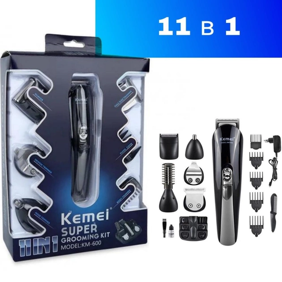 Бритва, триммер, машинка для стрижки волосся Kemei KM-600 тримвер з підставкою. | Зображення 1
