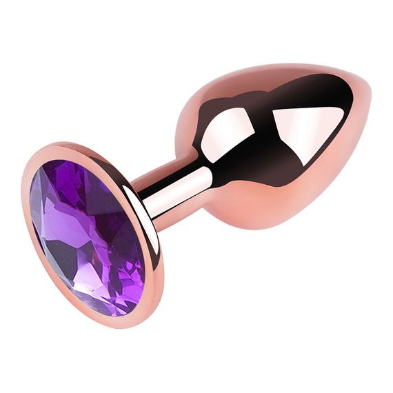 Анальна пробка з кристалом EGZO - Rose Gold Round Plug Purple size M Sex Aura | Зображення 2