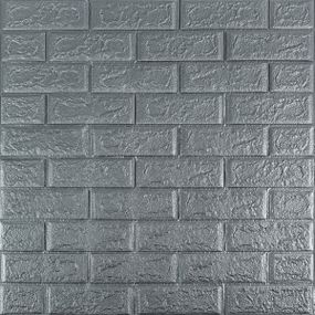 3D панель самоклеюча 700х770х5мм цегла Срібло (017-5) SW-00000038