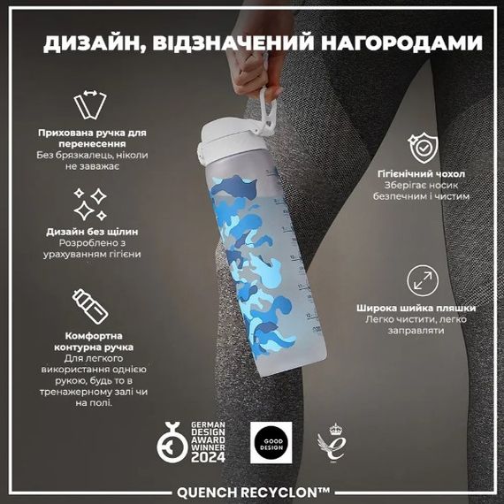 Пляшка для води ION8 1000 мл BPA Free Times To Drink (ЕКО пляшка) Camo (I8RF1000PICAMO) | Зображення 3