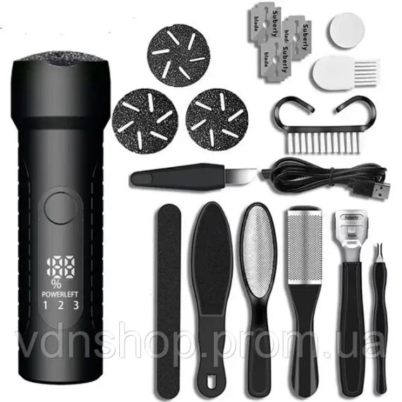 Пемза електрична для ніг пемза з круглими насадками для ніг на USB роликова пилка Schwarz&Mayer 17 елементів в наборі