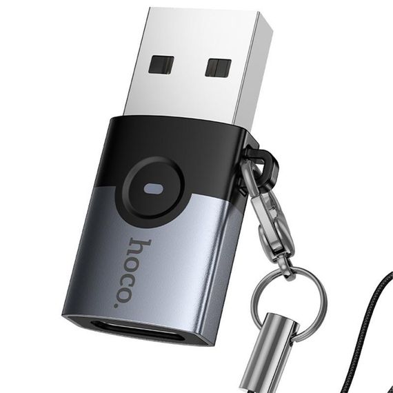 Переходник Hoco UA46B USB Male to Type-C Female USB3.0 Metal gray | Зображення 5
