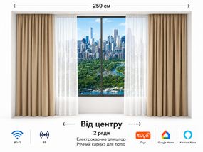 Електрокарниз для штор LIVOLO 250 см, Wi-Fi Tuya Smart, з пультом ДК + ручний карниз для тюлю