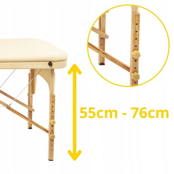 Масажний стіл складаний 4FIZJO Massage Table Wood W70 Beige TABLEW70BEIGE (P-5907739318343) | Зображення 4