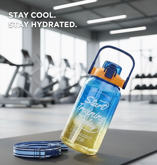 Спортивная бутылка для воды START TRAINING (1500 мл) - Сине-желтая с ручкой | Зображення 8
