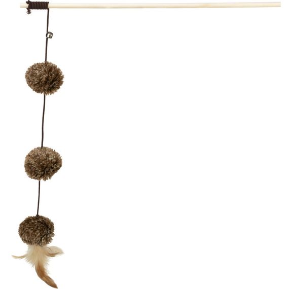 Іграшка Trixie для котів Паличка з помпонами дерево плюш 40 см | Зображення 1