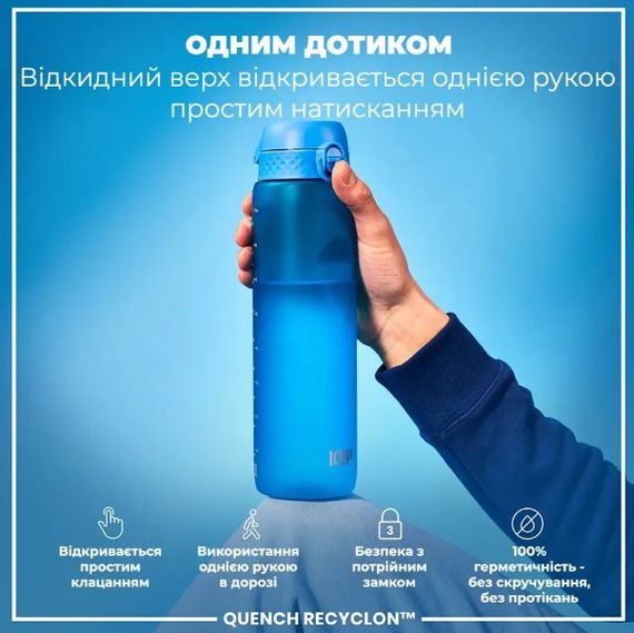 Пляшка для води ION8 1000 мл (ЕКО пляшка) BPA Free Blue (I8RF1000BLU) | Зображення 5