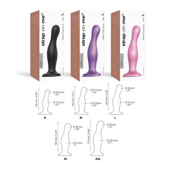Насадка для страпона Strap-On-Me Dildo Plug Curvy Rose Dragee Metallic M | Зображення 2