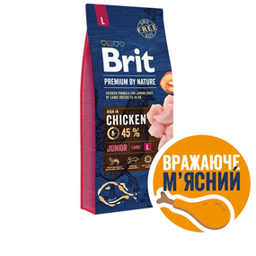 Сухой корм Brit Premium Dog Junior L для щенков больших пород в возрасте от 1 до 24 месяцев,курица 15 кг