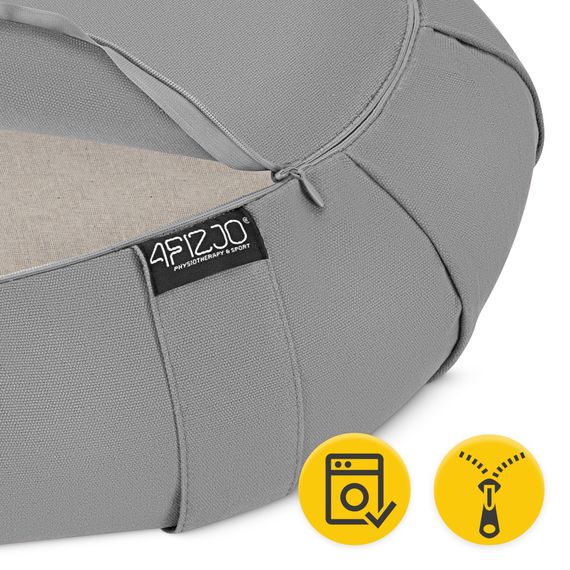 Подушка для йоги та медитації 4FIZJO Zafu напівкругла 40 x 30 x 12 см Grey (P-5907739315502) | Зображення 1