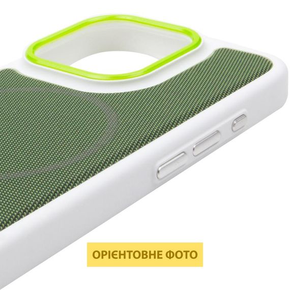Чохол PC Textile Hybrid with Magnetic Fit для Apple iPhone 16 Pro (6.3") White / Green | Зображення 3