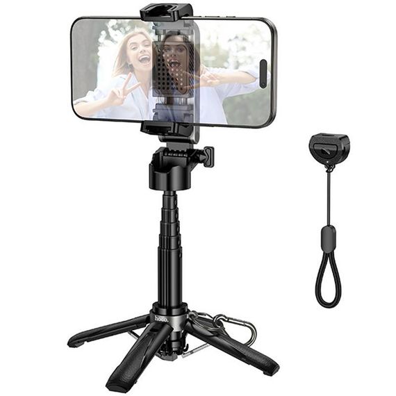 Монопод для селфи Hoco K27 mini трипод + съемный BT пульт Black