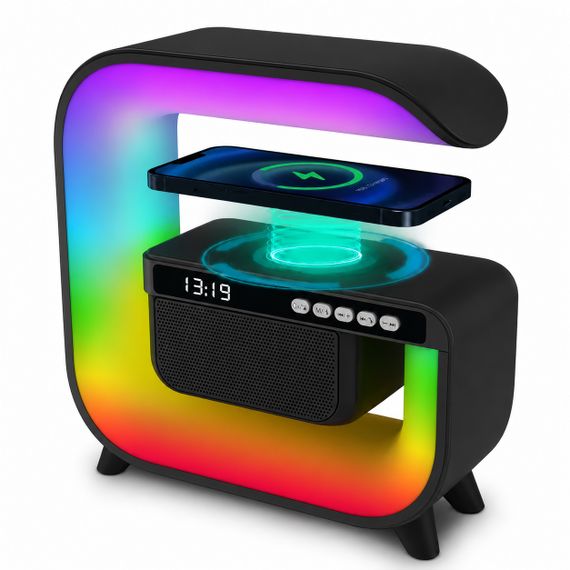 Беспроводная зарядка-ночник для гаджетов с часами RGB, Осветительная станция с зарядным устройством LH-10
