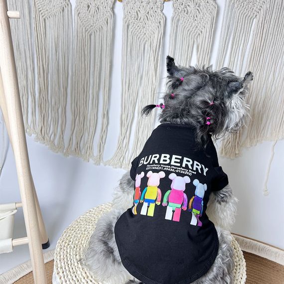 Брендовая футболка для собак Burberry с принтом больших Bearbric, черная | Зображення 1