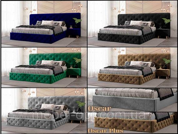 Мягкая кровать с двумя тумбочками Oscar 160х200 см обивка велюр, подъемный механизм, выбор цвета обивки | Зображення 2