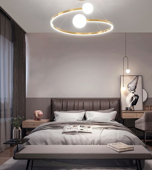 Люстра світлодіодна підвісна LED світильник для квартири на стелю лед 26816 Латунь 40-150х50х55 см. | Зображення 3