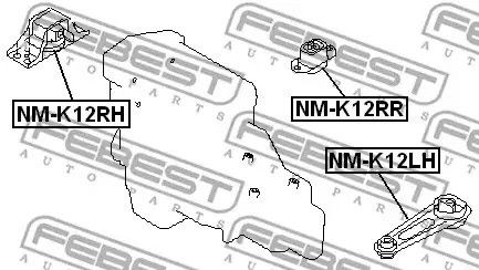 Подушка двигателя Almera 00-06 Л., FEBEST (NMK12LH) | Зображення 2