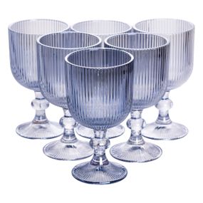 Набір келихів для вина 6 (шт) по келихи під вино 300 (мл) на ніжці келихи винні Блакитний HP7115BL