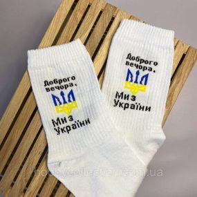 Шкарпетки чоловічі високі 1 шт "Доброго Вечора ми" білі 41-45 р бавовняні