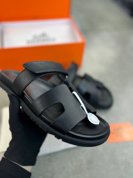 Сандалі Hermes Chypre black чорні чоловічі ob419 | Зображення 3