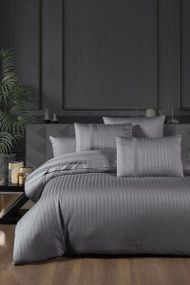 Комплект постільної білизни First Choice Deluxe Satin DARK 200х220 New Trend Quick Silver