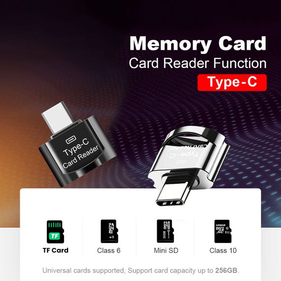 Кардридер с Type C на Micro-SD, TF, высокоскоростной чорный | Зображення 7