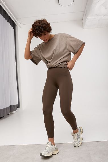 Еластичні спортивні лосини - коричневий цвет, XL (є розміри) | Зображення 2