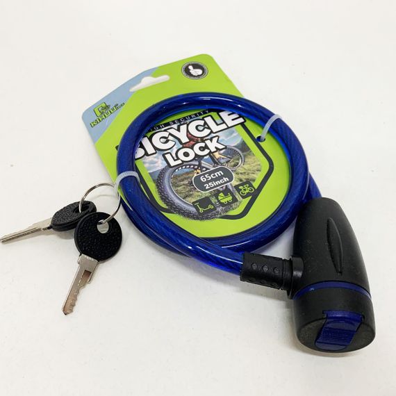 Замок велосипедный KIHUU LOCK 187, 10*65 тросовый, 2 ключа. Цвет: синий TU-46 | Зображення 1
