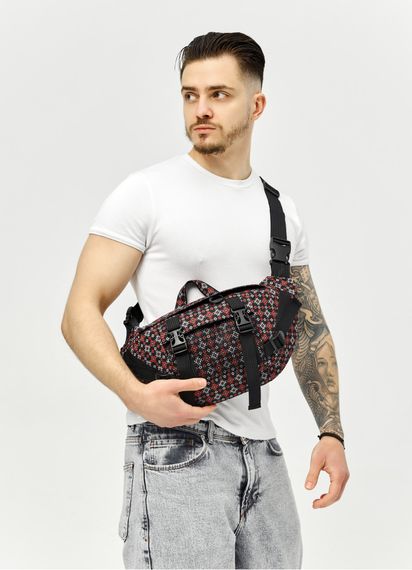 Большая мужская сумка бананка Sambag DynamicDart чорна тканевая 38 × 21 × 7 см (80411148m)