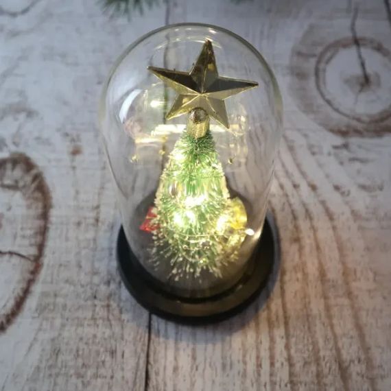 Нічник новорічна ялинка у скляній колбі gold star | Зображення 2