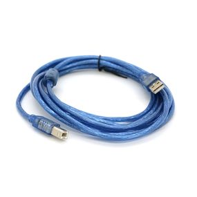 Кабель USB 2.0 RITAR AM/BM,3.0m,1 феррит,прозрачный синий