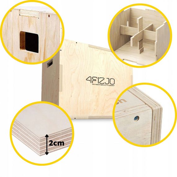 Пліометричний бокс 4FIZJO 3 в 1 60 x 50 x 40 см дерев'яний 4FJ0404 (P-5907739315403) | Зображення 3