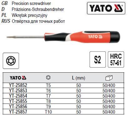 Отвертка YATO викрутка мини TORX прецизийна T7 l=50 мм YT-25854