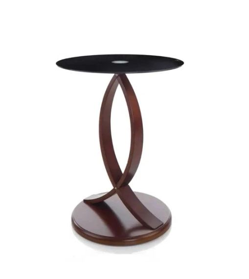 Столик стеклянный круглый Onder Mebli 6579014 с изогнутой деревянной основой | Зображення 1