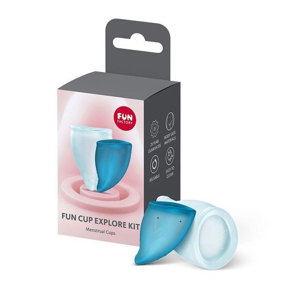 Набір менструальних чаш Fun Factory FUN CUP EXPLORE KIT, 2 шт, Multicolored Turquoise, об’єми 20 та 30 мл Sex Aura | Зображення 5
