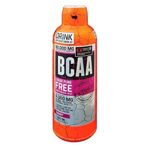 Амінокислота BCAA для спорту Extrifit BCAA Free Form Liquid 80000 mg 1000 ml /20 servings/ Cherry