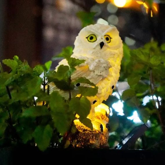 Фонарь садовый Сова с солнечной панелью WHITE | Зображення 1