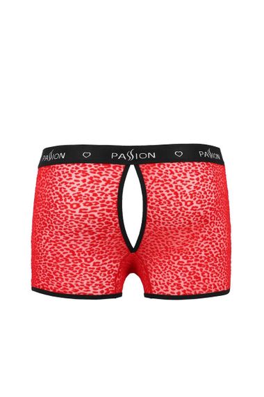 Мужские прозрачные боксеры Passion 046 SHORT PARKER XXL/XXXL Red, сетка, под леопард sexstyle | Зображення 3