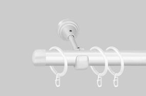 Карниз для штор металлический, однорядный 19 мм Заглушка Белый 320 см. (стык 2-х труб)