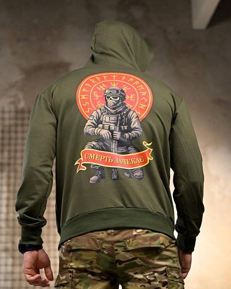 Милитари Худи Смерть зачекає oliva РП7404 | Зображення 3