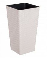 Вазон Ротанг 22*22*41,5см квадратний біла троянда Алеана