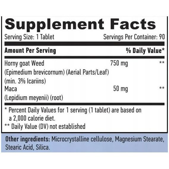Тонізуючий засіб Haya Labs Horny Goat Weed + Maca 90 Tabs | Зображення 1