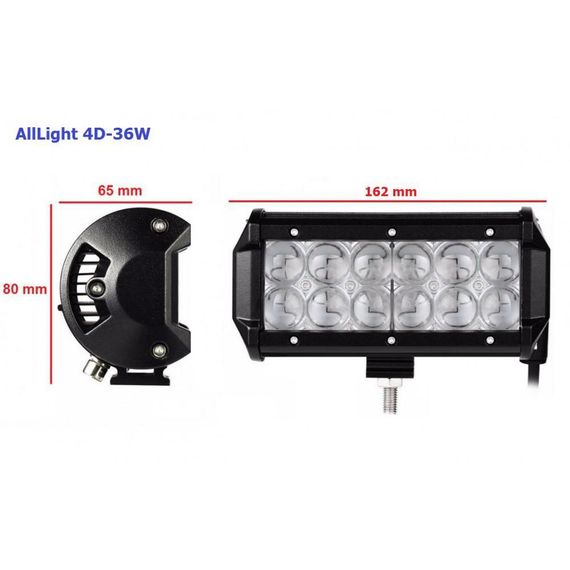 Світлодіодна фара AllLight 4D-36W 12chip EPISTAR spot 9-30V | Зображення 1